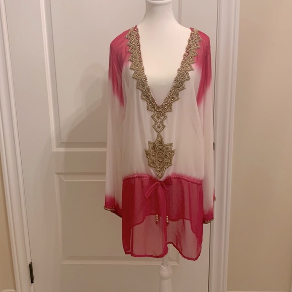 NWOT Pink Tunic Dress beach coverup - Picture 1 of 12